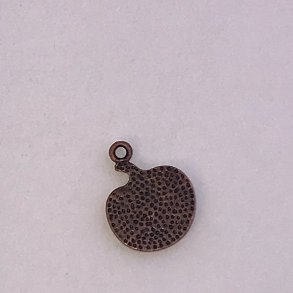 Cute Brass Skull and Crossbones Pumpkin Shaped Charm - Picture 3 of 3